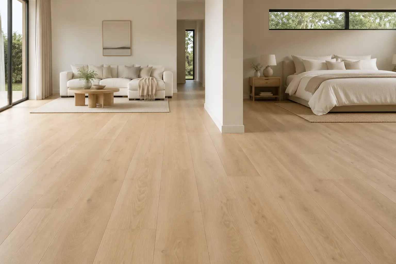 Light luxury vinyl flooring in a modern interior